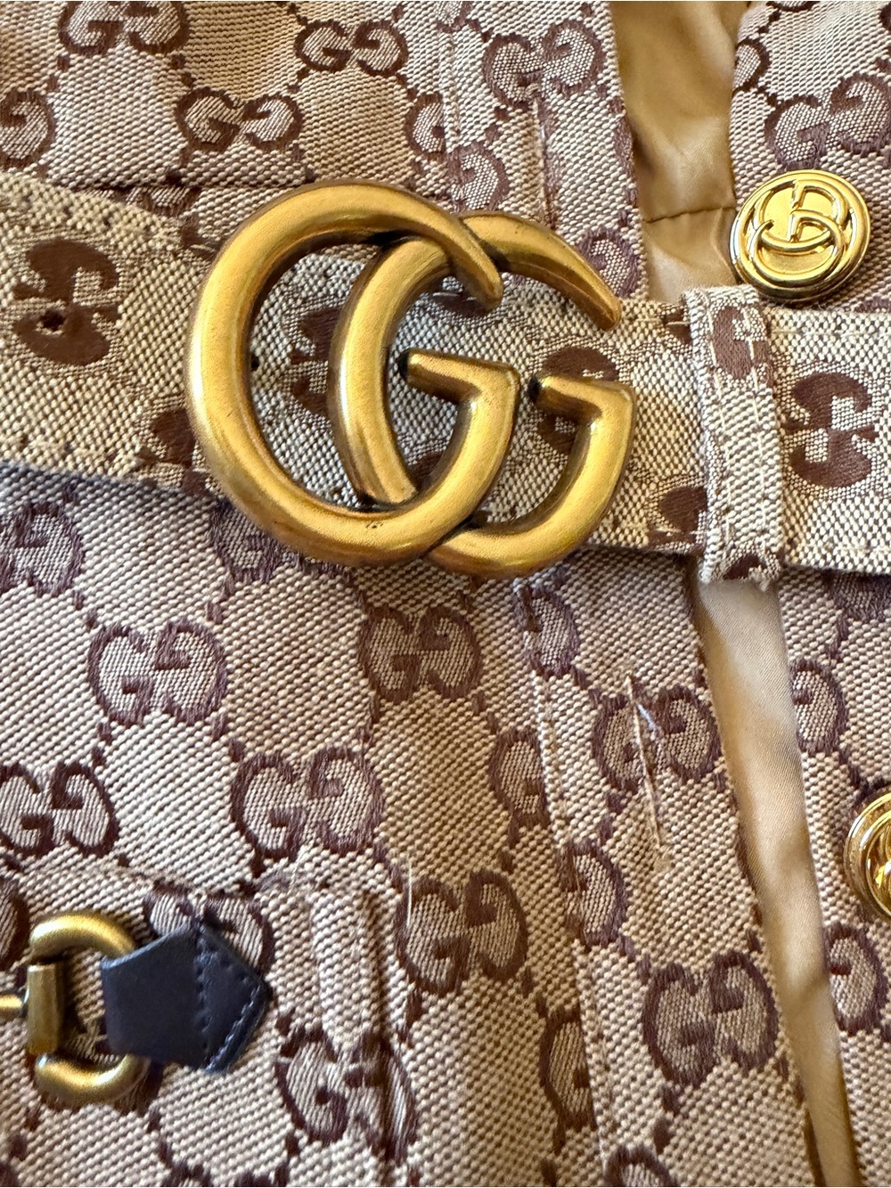 Gucci Monogram Short Sleeve Belted Dress in Beige RUN SMAll - Picture 2 of 14